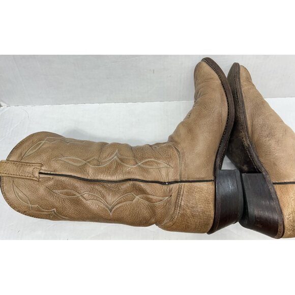 Dan Post Cowboy Boots Mens Size 10D Tan Leather Western Classic Made USA 90s - Picture 5 of 15